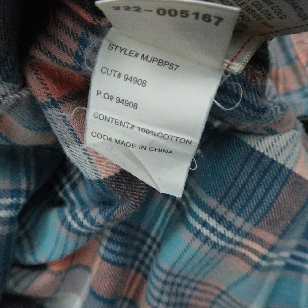 True Religion Shirt Mens Medium Blue Plaid Pearl Snap Western Long Sleeve Plaid